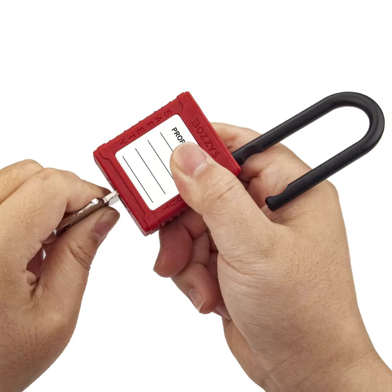 BOZZYS Nicht leitendes Sicherheits-Vorhängeschloss mit Master-Schlüssel für industrielle Lockout-Tagout-Isolierung, Rot - Bild 4