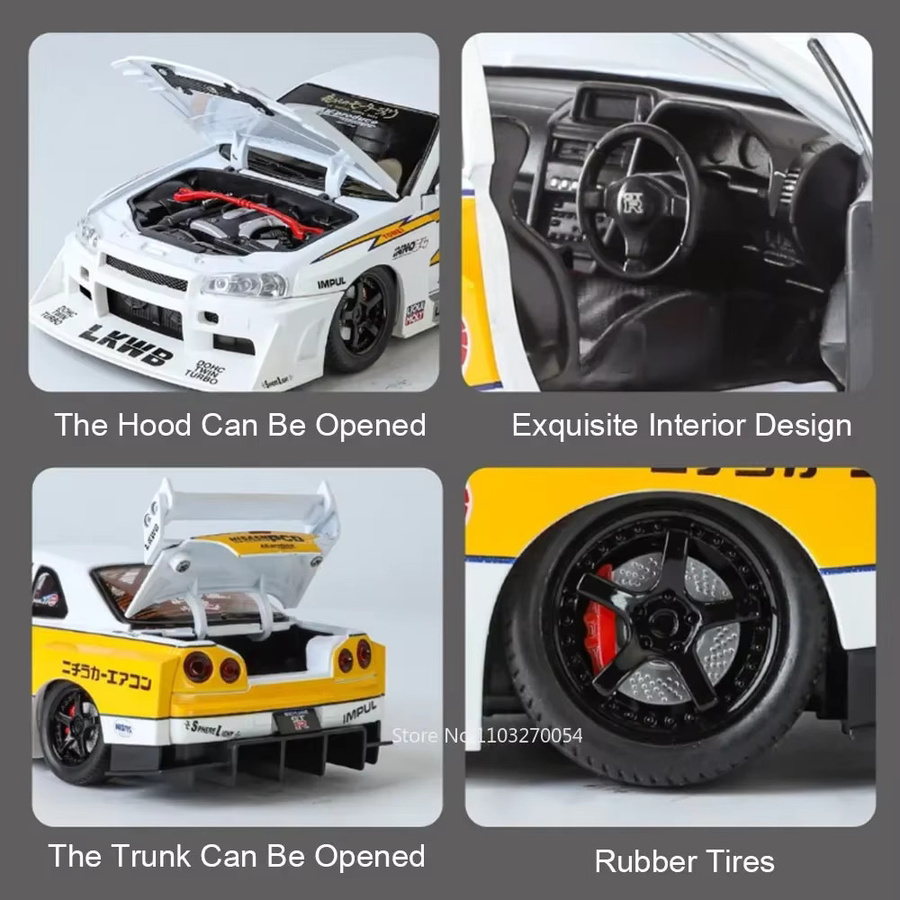 MAKEDA Skyline GTR S15 R34 Modell Auto, Diecast, 1:24, mit Licht und Sound - Bild 3