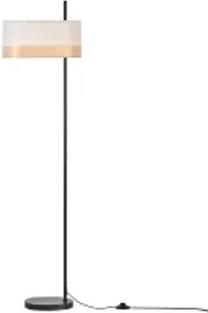 NETTLIFE Vintage Stehlampe in Weiß mit Stoffschirm und E27-Fußschalter im rustikalen Retro-Stil für Wohnzimmer und Schlafzimmer - Bild 1