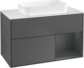 V&B Waschtischunterschrank Finion mit Wandbeleuchtung in Anthrazit, Breite: 100 cm - Bild 1