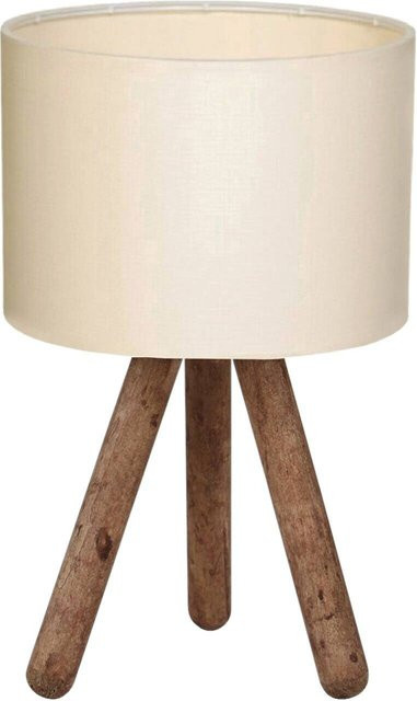 Opviq Tischleuchte AYD-2939 in Creme mit Stoffschirm und Holzfuß, B/T/H: 19 x 19 x 32 cm, E27 - Bild 1
