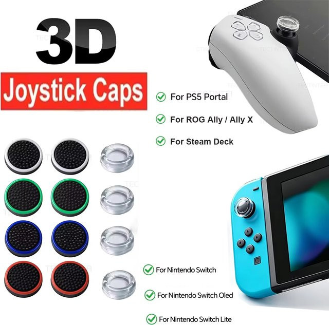 TECTINTER Rocker-Kappen für Nintendo Switch, OLED, PlayStation PS5 Portal, Steam Deck und ROG Ally, Daumengriffe in Schwarz - Bild 1