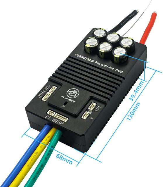 Flipsky 75200 Pro Bürstenloser ESC 84V Hochstrom mit Aluminium-PCB basierend auf VESC in Schwarz - Bild 1