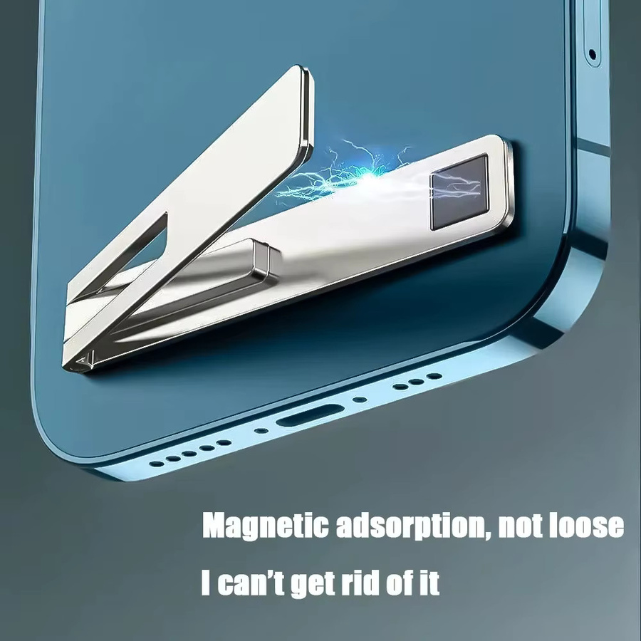 WSSHE Magnetischer Universal Handy Halter aus Metalllegierung, faltbarer Desktop Handy Ständer in Silber - Bild 2