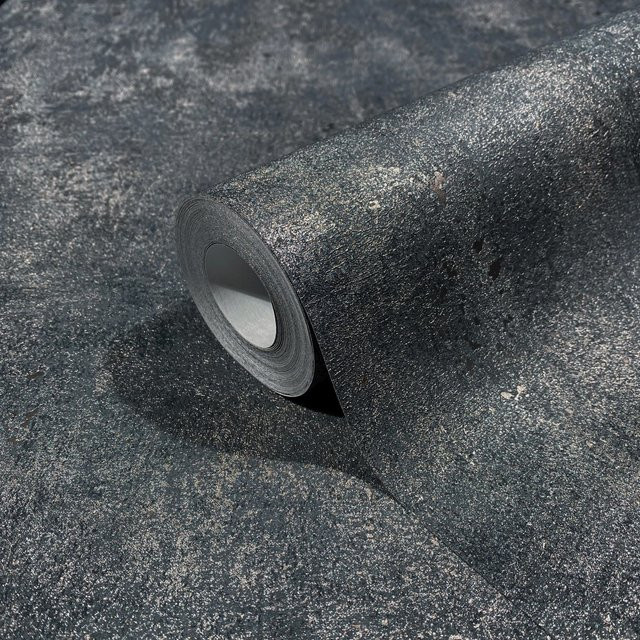 Marburg Vliestapete in leicht glänzender Betonoptik Uni Schwarz-Silber FSC - Bild 1