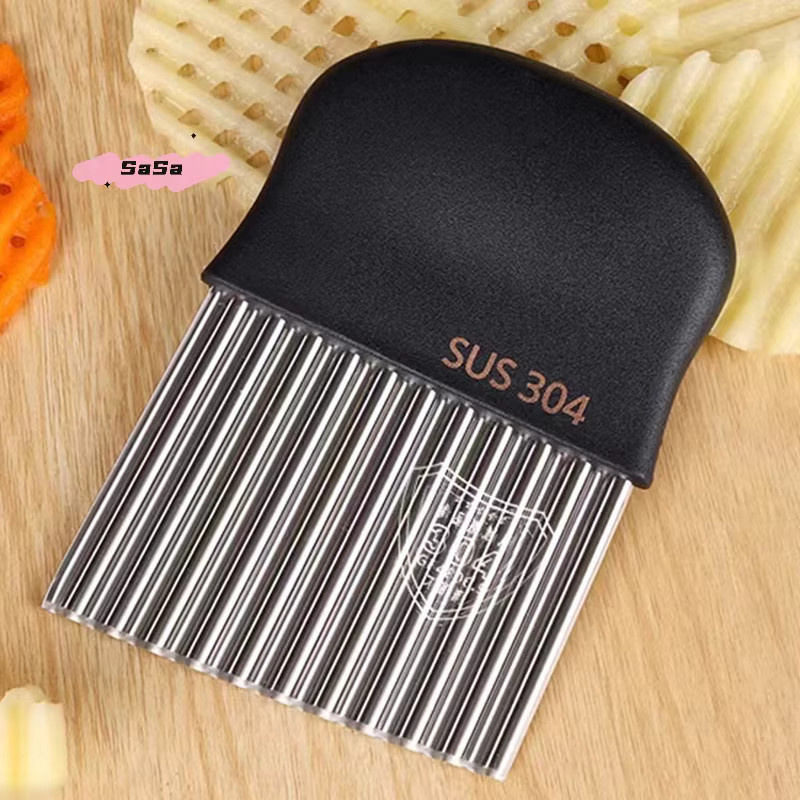 YOWEI Mandoline Kartoffelchip-Schneider aus Edelstahl in Silber für Gemüse, Obst und Teig mit Wellenschneider - Bild 2