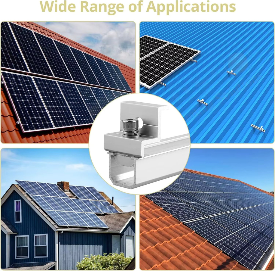 CP-SETUNO Solarmodul-Halterungsset aus Aluminium mit Endklemmen für Flachdach-PV-Montageschienen, 10 Stück, Silber - Bild 4