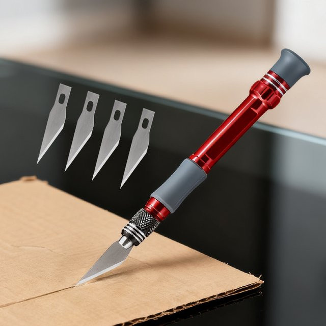 5-teiliges Bastelmesser-Set mit Aluminiumlegierung-Stab und weichem Griff in Rot zum Modellieren und Schnitzen - Bild 1