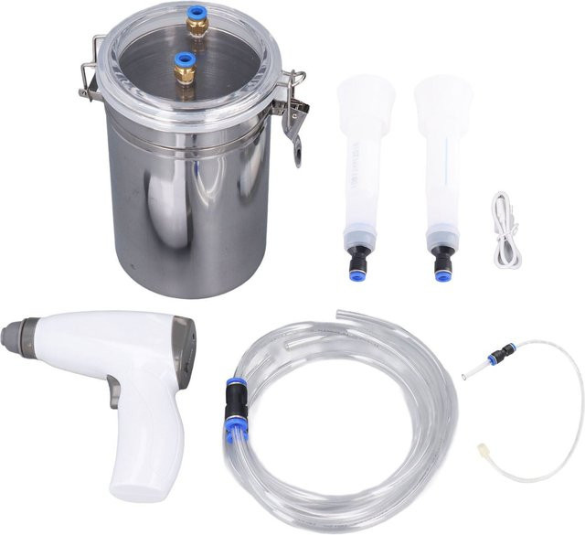 Aramox Elektrische Kuhmelkmaschine mit 2L Edelstahl Eimer, Tragbares Melkmaschinen Set in Silber und Weiß, USB-ladbar mit Batteriebetrieb - Bild 1