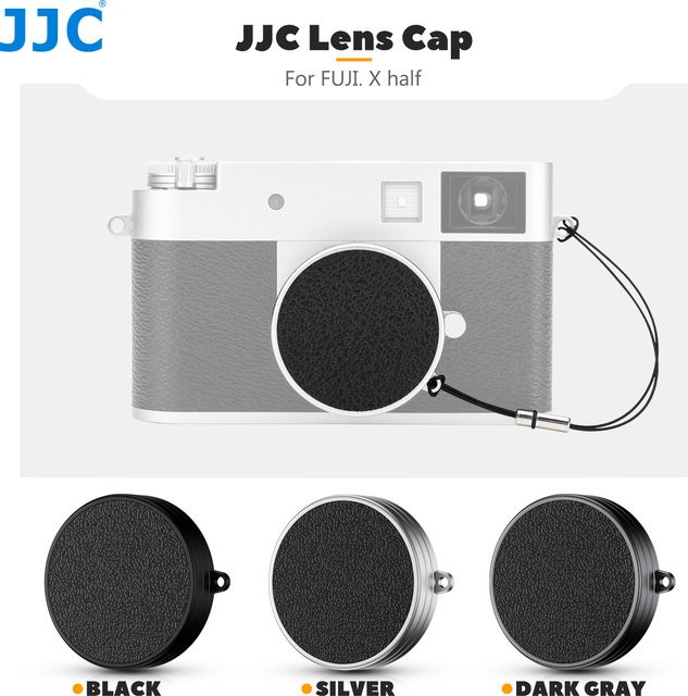 JJC Aluminium-Objektivdeckel für Fujifilm X Half und Fujifilm X-HF1 in Schwarz oder Grau - Bild 1