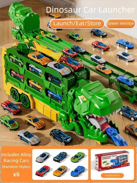 Linyi toy car Dinosaurier-Schienenauto-Spielzeugset, mit 6 Legierungsautos, ab 3 Jahre - Bild 1