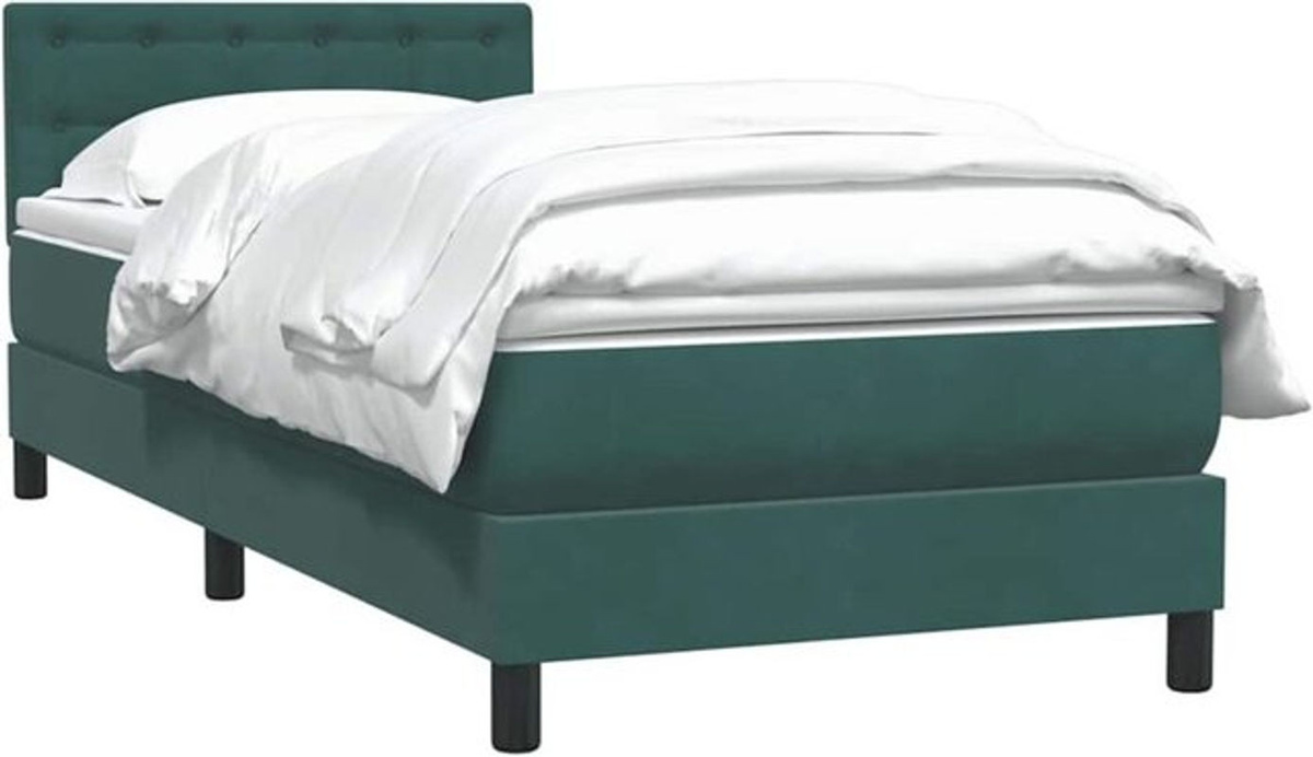 vidaxl Boxspringbett mit Matratze aus Samt in Grün B/T/H: 80 x 220 x 78 cm - Bild 1