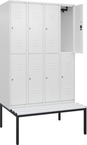 C+P Doppelstock-Spind Classic PLUS Sitzbank mit 4 Abteilen und unterbauter Sitzfläche aus Kunststoff, Farbe: Anthrazit/Grau, B/T/H: 212,0 x 120,0 x 81,5 cm - Bild 1