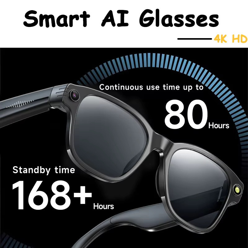 DIXSG 8K HD AI Smart Glasses mit Multifunktionskamera, Bluetooth für Anrufe, Sprachassistent und Musik-Player, erhältlich in Schwarz und Weiß - Bild 5
