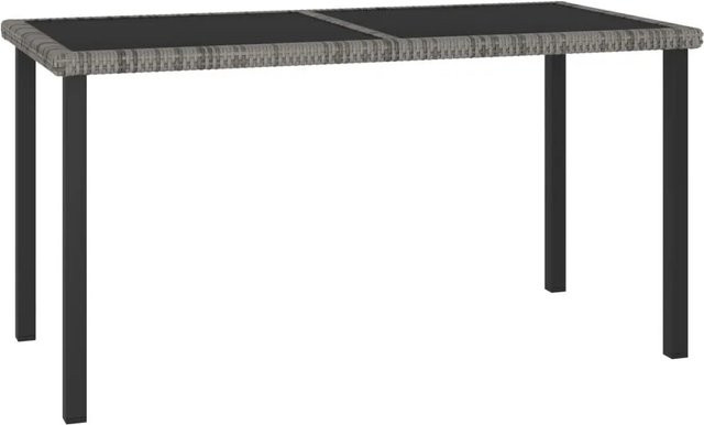 Furnicato Garten-Esstisch aus Poly-Rattan und gehärtetem Glas in Grau, B/T/H: 140 x 70 x 73 cm - Bild 1