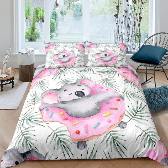 Binchi Bettbezug-Set mit Koala und floralem Wildtier-Design, Multicolor, Material: Polyester, B/H: 140 x 210 cm - Bild 1