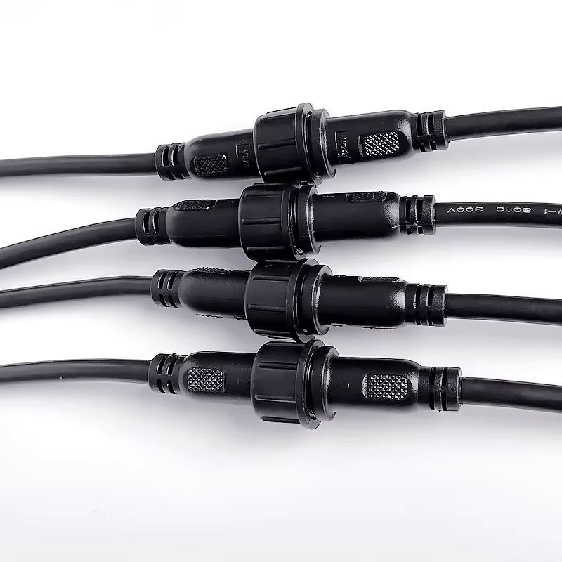 Wasserdichter M16 Kabelstecker IP65 Set mit 2 3 4 oder 5 Pin für LED-Streifen männlich und weiblich in Schwarz, Länge: 20 cm, Außendurchmesser: 6 mm - Bild 3