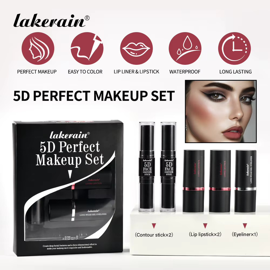 ibcccndc 5D Make-up-Set, Konturierungsstift, Eyeliner, Lippenstift, Matt, Damen - Bild 3