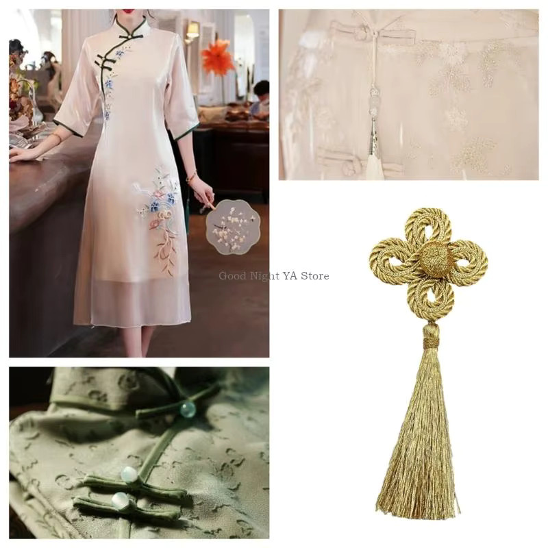 Vier Blattklee Quasten mit Goldfäden Design für Handwerksdekoration und Kostüm-Styling in Gold - Bild 3