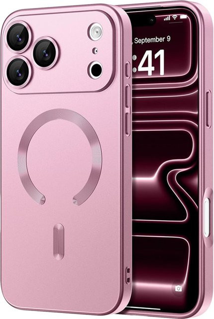 NMEGOU Magnetische TPU Handyhülle mit MagSafe Kompatibilität für iPhone 11 bis iPhone 17 Pro Max Plus in Schwarz und Pink - Bild 1