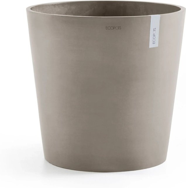 Ecopots Pflanztopf Amsterdam rund in Taupe für Innen- und Außenbereich, Höhe: 50 cm, Durchmesser: 43,8 cm - Bild 1