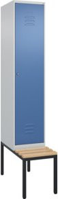 C+P Spind Classic PLUS Garderobenschrank mit Sitzbank, 1 Abteil, Zylinderschloss, 4 Garderobenhaken, B/T/H: 212,0 x 40,0 x 81,5 cm - Bild 1