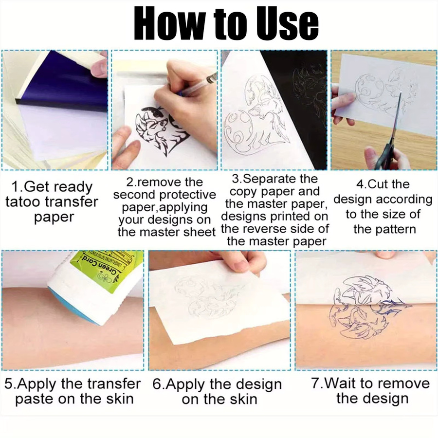 YILONG 100 Stück Professionelle Tattoo Transfer Papiere A4 Schablonenpapier für Tattoo Transfer Maschinen - Bild 3