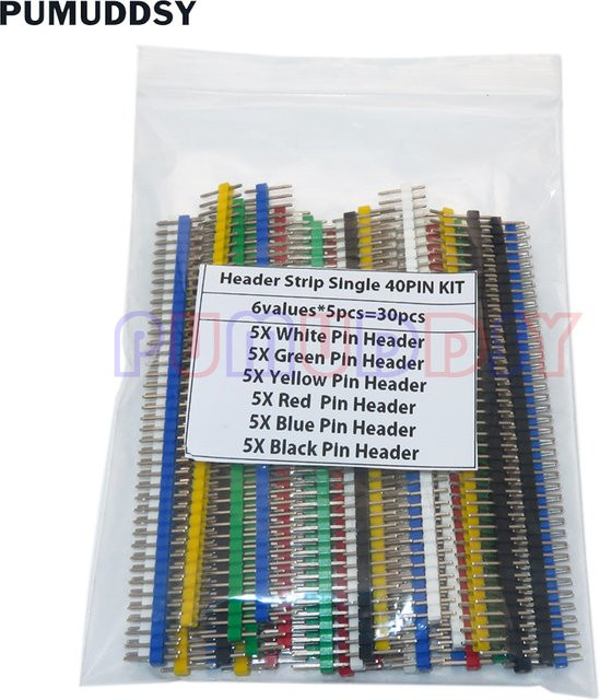 PUMUDDSY 30er Set Einreihige Pin Header 40 Pin Stecker 2,54mm Multicolor für Arduino PCB - Bild 1