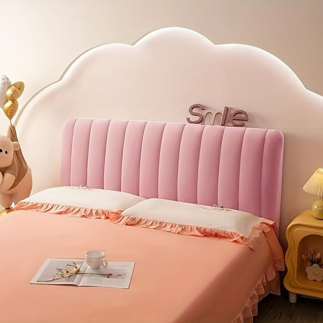 Gesteppter Plüsch-Kopfteilbezug aus Samt von Your Warm Home in Pink, B: 100 cm, H: 70 cm - Bild 1