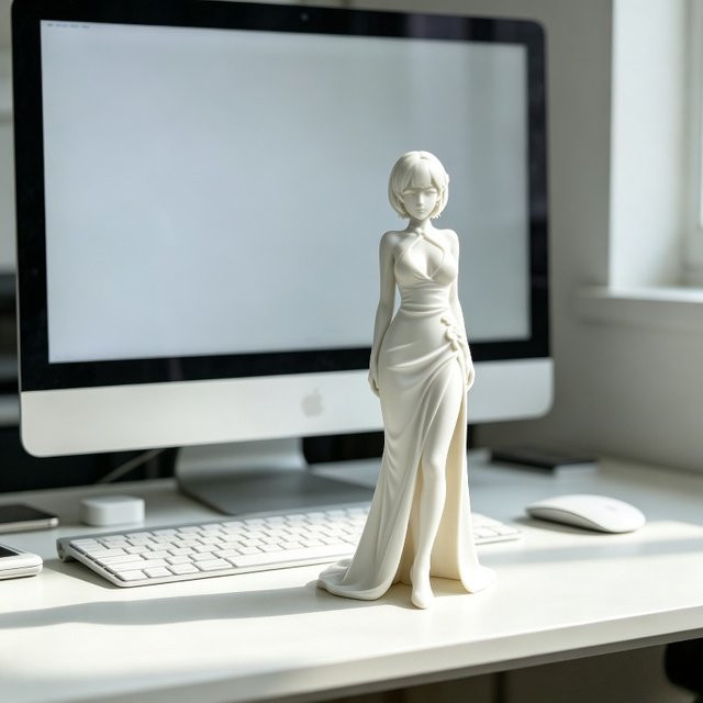 Moderne minimalistische Göttin Desktop-Skulptur von CELEBON in Weiß, 3D-gedruckte Statue als hochwertiges Tisch-Ornament für dein Zuhause - Bild 1