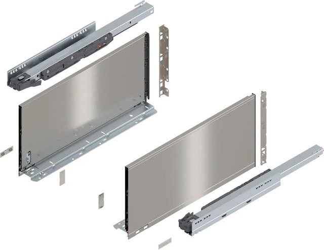Blum Legrabox Pure Set Schubladenauszug mit Tip-On Vollauszug, Farbe: Inox Silber, Auszugslänge: 500 mm, Tragkraft: 40 kg, 1 Paar - Bild 1