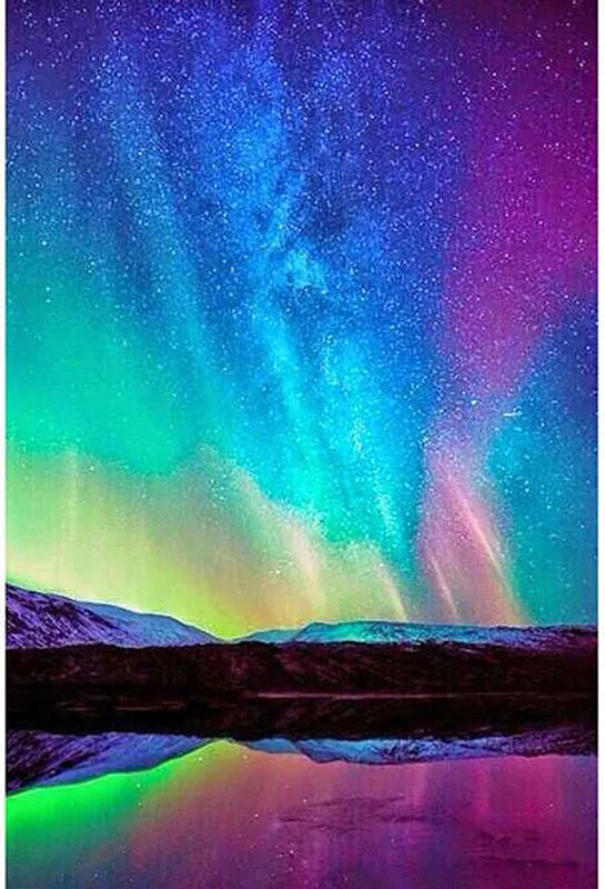 FIYO Diamond Painting Set Aurora 5D DIY Diamant Mosaik Bild Abstrakt Mehrfarbig B/H: 20 x 30 cm - Bild 1