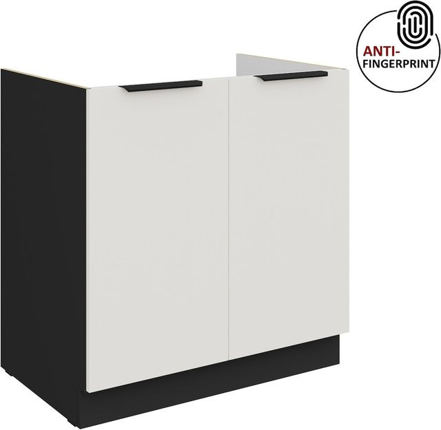 Küchen Spülenschrank ARIA in Weiss ultra matt mit Anti-Fingerprint-Beschichtung, Breite: 80 cm - Bild 1