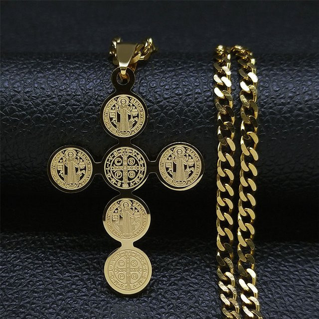 JYTF Halskette Edelstahl, Kreuz, Gold, Unisex - Bild 1