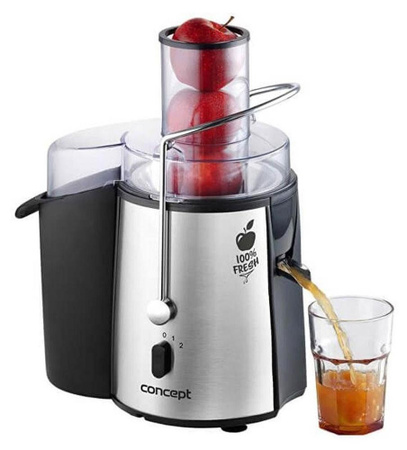 Concept LO7026 Langsamer Entsafter in Schwarz aus Edelstahl mit 16800 RPM, 1,8 l und 1 l Fassungsvermögen
