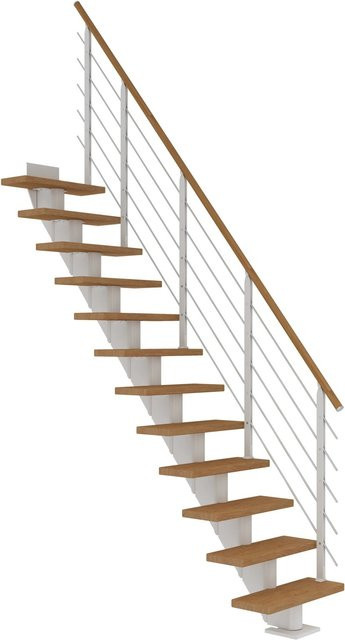 Dolle Mittelholmtreppe Frankfurt Gerade in Eiche Weiß, Breite: 75 cm, Höhe: bis 301 cm - Bild 1