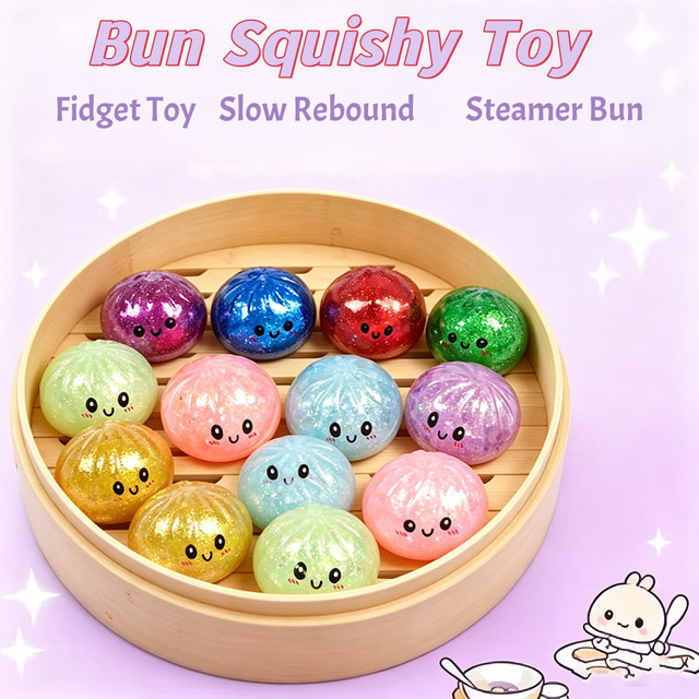 hairun Mini Glitzer Squishy Brötchen-Stressbälle, multicolor - Bild 1