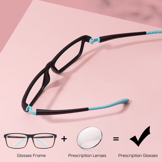 VIPA Korrektionsbrille Kinder, Vollrand, Rechteckig, TR90, Schwarz - Bild 1