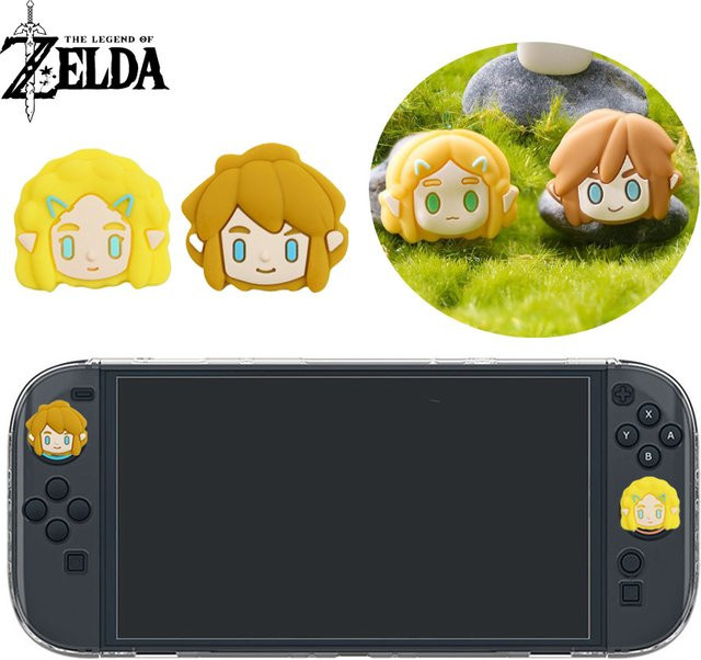 2 Stück Legend of Zelda Link Silikonkautschuk Daumengriffe für Nintendo Switch, PS5, Xbox und JoyCon Controller in Multicolour - Bild 1