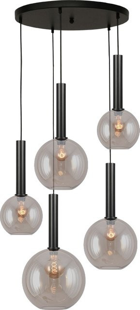Masterlight Bella 2 Pendelleuchte 5-flammig rund in Gold und Schwarz matt mit Glas in Fumé - Bild 1