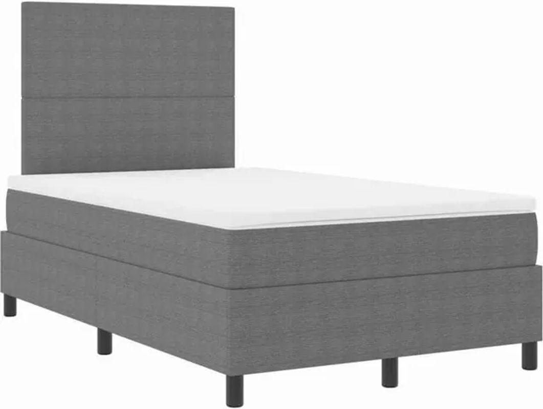 vidaXL Boxspringbett mit Matratze in Grau und Weiß aus Cord-Stoff, Modernes Design, B/T/H: 120 x 128 x 190 cm - Bild 1