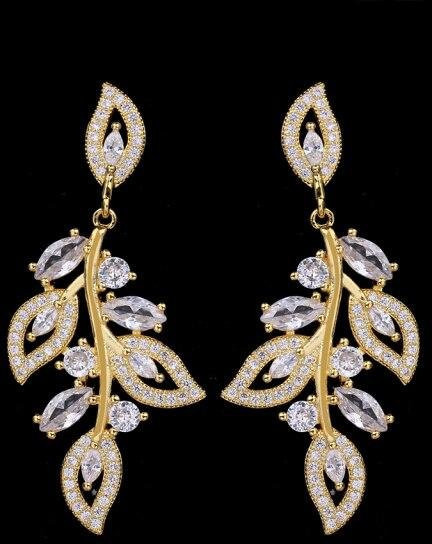 Ohrring Blume Blatt, Zirkonia, beige, Damen - Bild 1