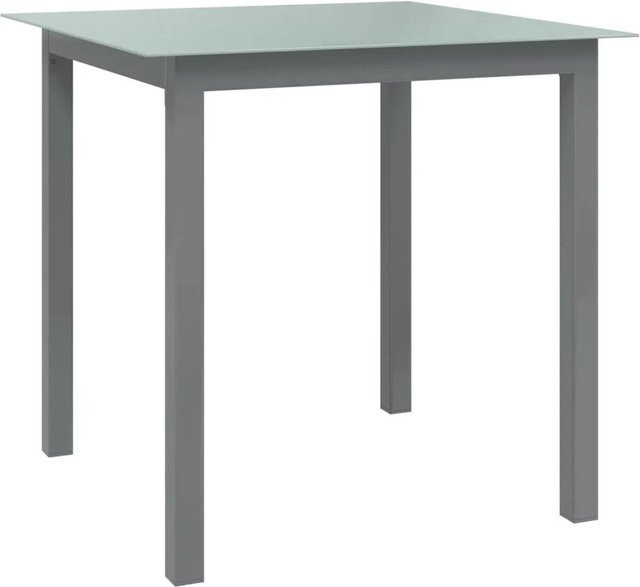 Furnicato Gartentisch aus Aluminium und Glas in Hellgrau, B/T/H: 80 x 80 x 74 cm - Bild 1