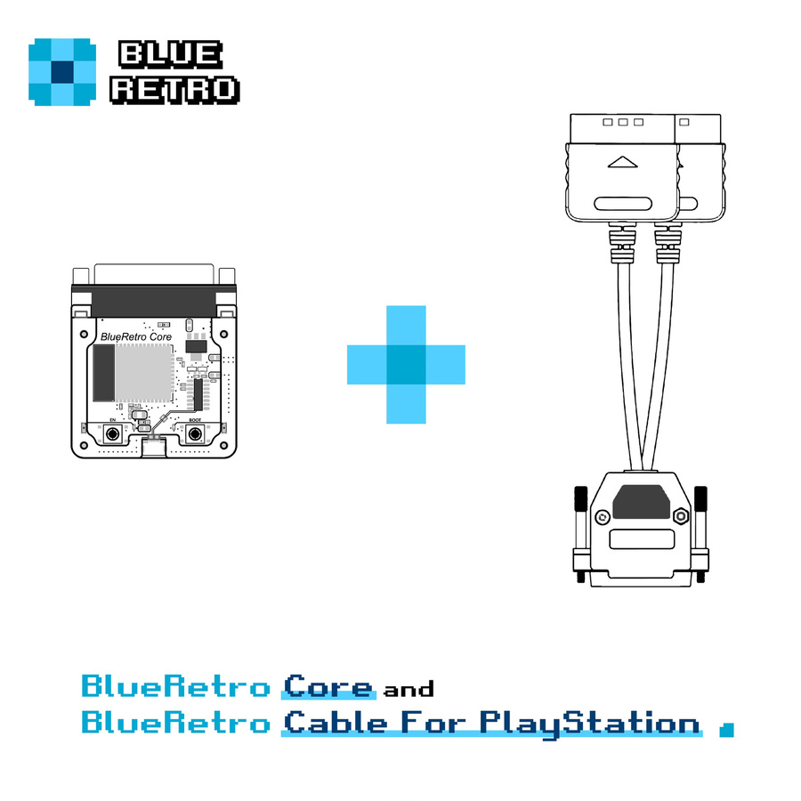 BlueRetro Bluetooth Controller Konverter Adapter für PS1 und PS2 Retro Konsolen in Blau - Bild 4