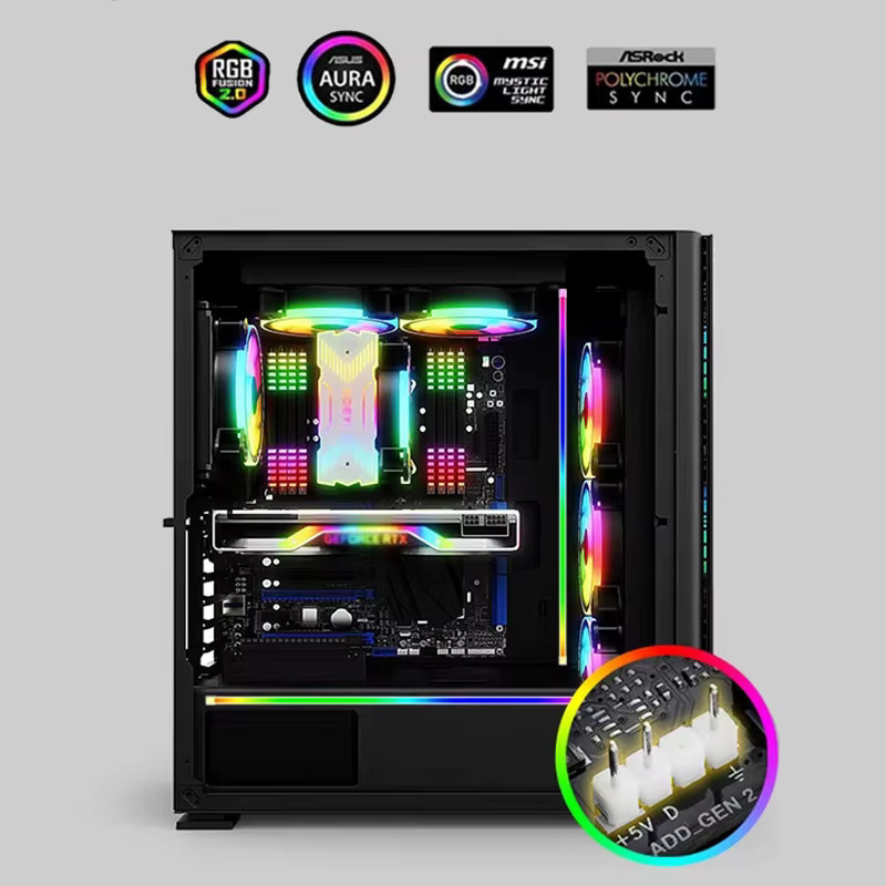 TEUCER RGBIC Lichtstreifen in Multicolour für dein Computergehäuse, Länge: 40 cm - Bild 4