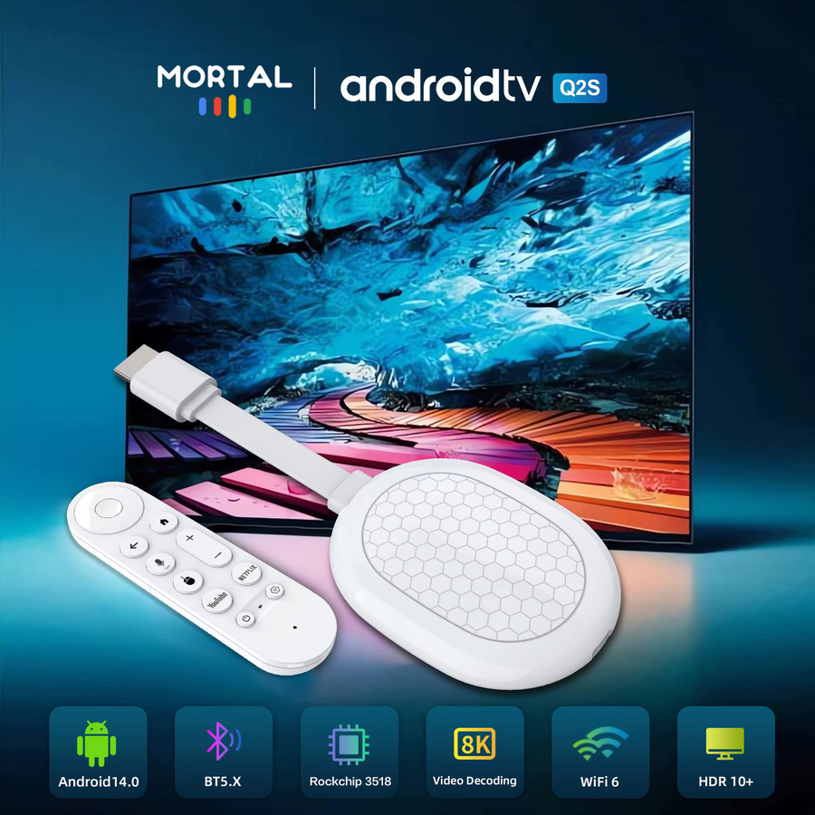 LVMAO Android 14.0 Mini TV Stick 4K UHD Media Streamer mit 16GB Speicher, WiFi 6, Bluetooth 5.0 und USB 3.0 in Weiß - Bild 2