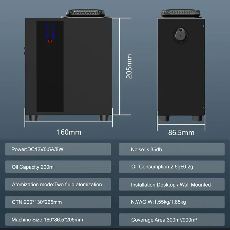 GRTCO Elektrischer Duftdiffusor A300 mit App-Steuerung, Wandmontierte Duftmaschine, Schwarz, 200 ml - Bild 4
