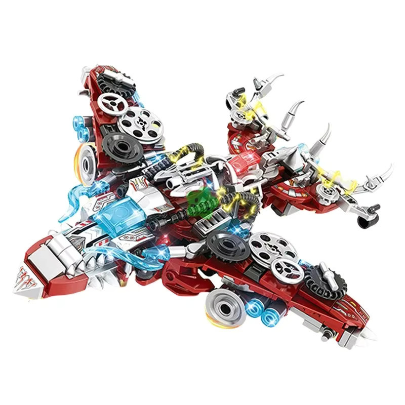 stemedu 2-in-1 Mechanisches Dinosaurier-Modell Baukasten, Kampfflugzeug, 422 Teile - Bild 2