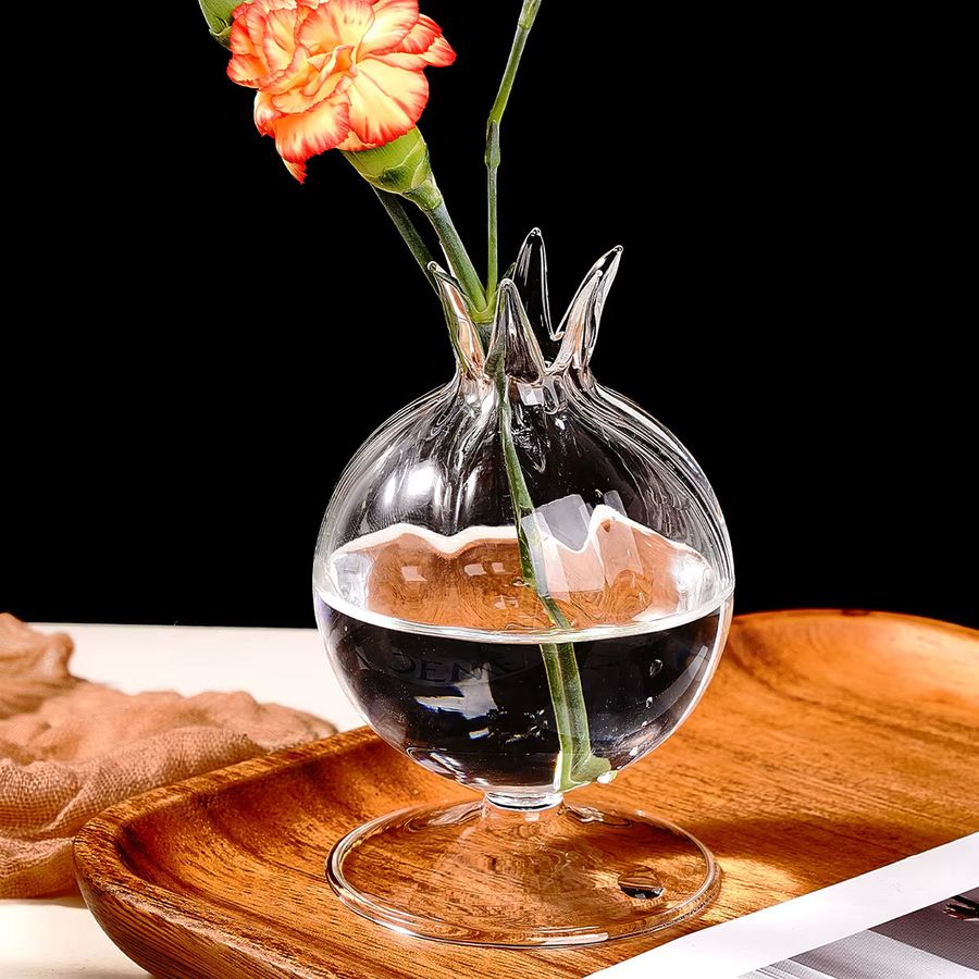 Transparente Glasvase mit Blumenhalterung als Tischvase für Schnittblumen - Bild 4