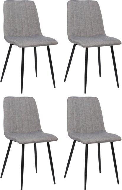 4er Set Esszimmerstühle DELUKE LENZ in Grau mit Stoffbezug und Metallgestell, H: 88 cm, B: 45 cm, T: 53 cm - Bild 1
